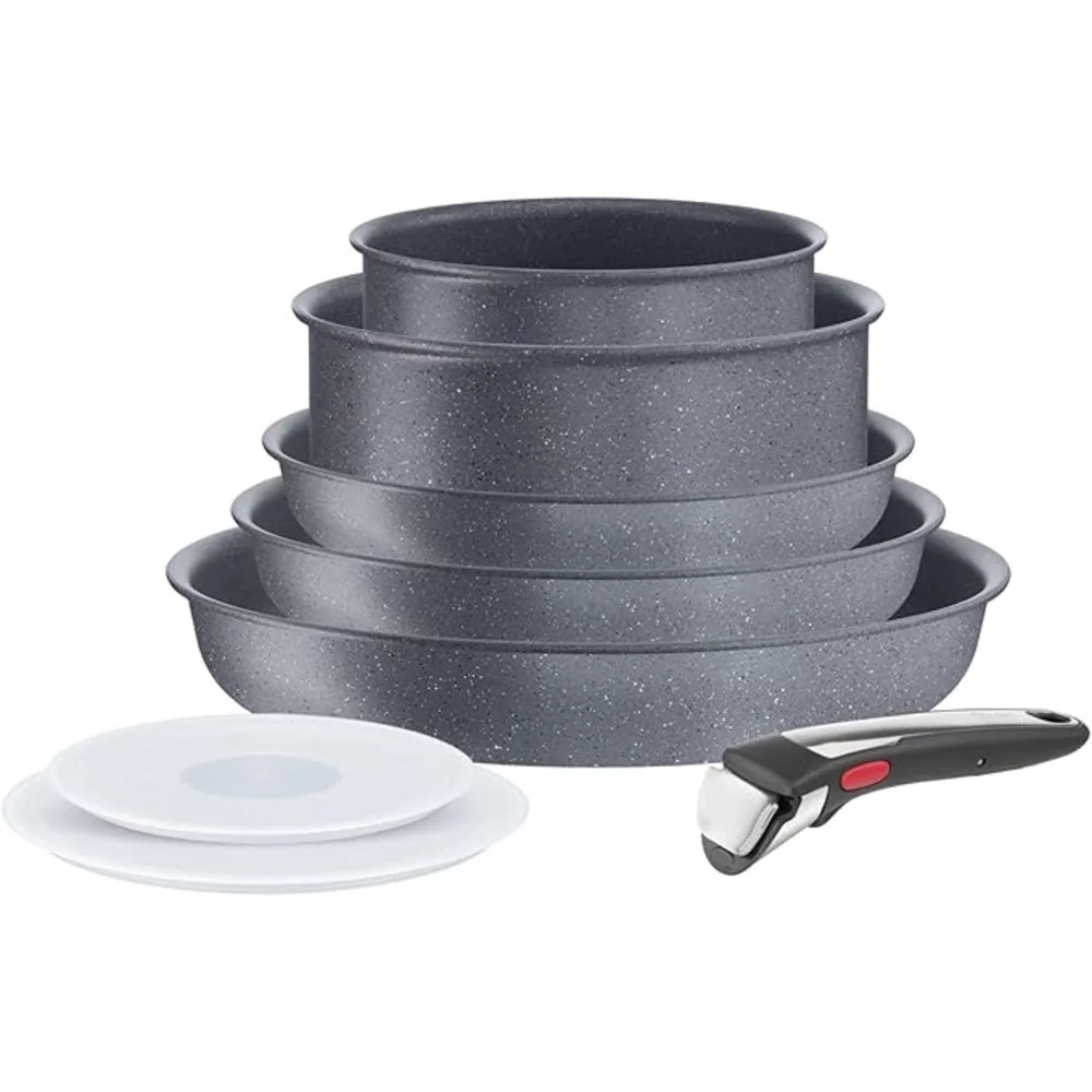 Set de cuisine Tefal Ingenio Natural On Stone Grey 8 pièces